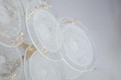 Venfield Large Pagoda Style Pulegoso Glass Disc Chandelier