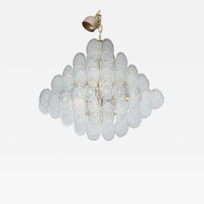  Venfield Large Pagoda Style Pulegoso Glass Disc Chandelier