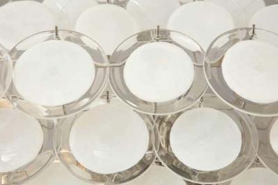  Venfield Large Pagoda Style White Glass Disc Chandelier