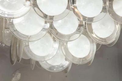  Venfield Large Pagoda Style White Glass Disc Chandelier