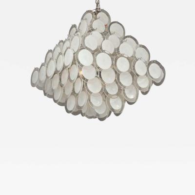  Venfield Large Pagoda Style White Glass Disc Chandelier