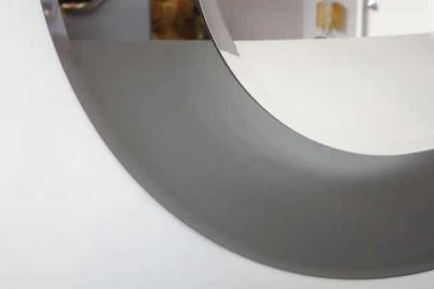  Venfield Large Round Beveled Mirror with Smoke Glass Border