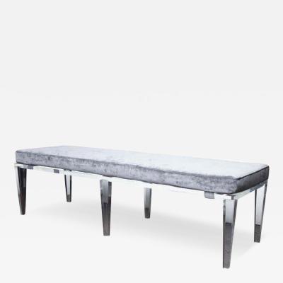  Venfield Lucite Bench with Gray Velvet Cushion