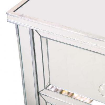  Venfield Mirrored Neoclassical Style Highboy Dresser with Silver Trim