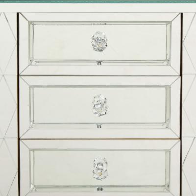  Venfield Mirrored Pair of Neoclassical Style Diamond Cut Front Nightstands