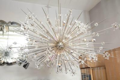  Venfield Monumental Austrian Crystal and Glass Rod Sputnik in Polished Nickel