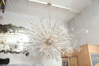  Venfield Monumental Austrian Crystal and Glass Rod Sputnik in Polished Nickel