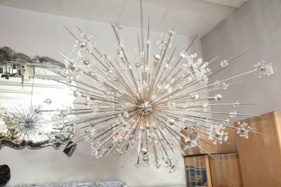  Venfield Monumental Austrian Crystal and Glass Rod Sputnik in Polished Nickel