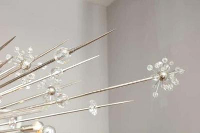  Venfield Monumental Austrian Crystal and Glass Rod Sputnik in Polished Nickel