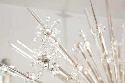  Venfield Monumental Austrian Crystal and Glass Rod Sputnik in Polished Nickel