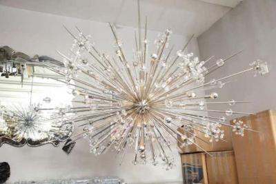  Venfield Monumental Austrian Crystal and Glass Rod Sputnik in Polished Nickel