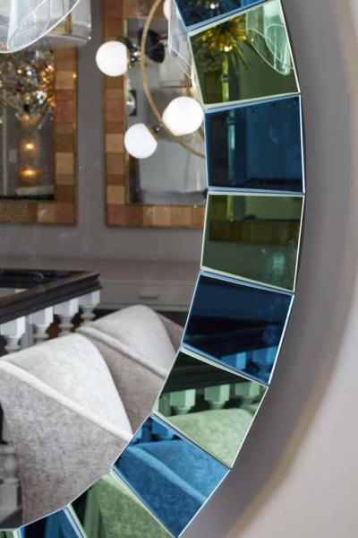  Venfield Oval Mirror in Blue and Green Tinted Mirror Border