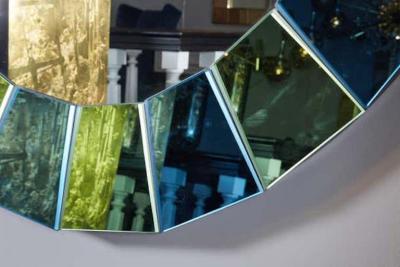  Venfield Oval Mirror in Blue and Green Tinted Mirror Border