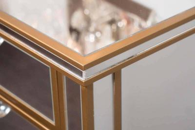  Venfield Pair of 3 Drawer Gold Trim Mirrored Nightstands