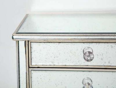  Venfield Pair of Antique Mirrored Nightstands with Silver Gilt Trim