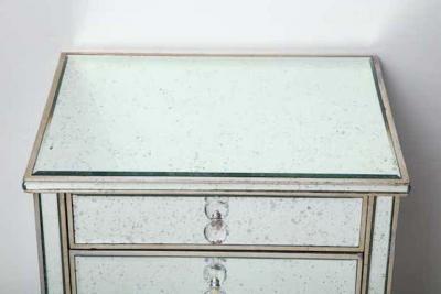  Venfield Pair of Antique Mirrored Nightstands with Silver Gilt Trim