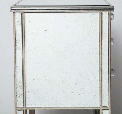  Venfield Pair of Antique Mirrored Nightstands with Silver Gilt Trim