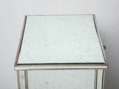  Venfield Pair of Antique Mirrored Nightstands with Silver Gilt Trim