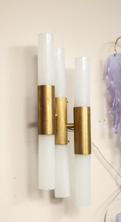  Venfield Pair of Brass and Opaline Glass Wall Sconces
