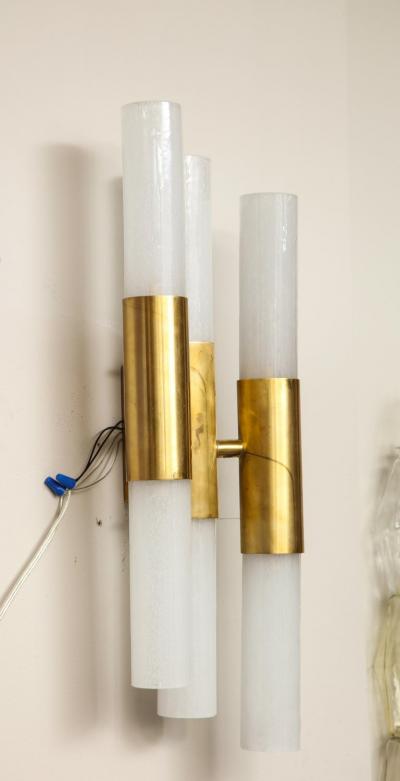  Venfield Pair of Brass and Opaline Glass Wall Sconces