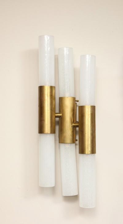  Venfield Pair of Brass and Opaline Glass Wall Sconces