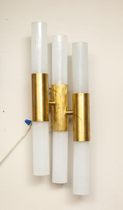  Venfield Pair of Brass and Opaline Glass Wall Sconces