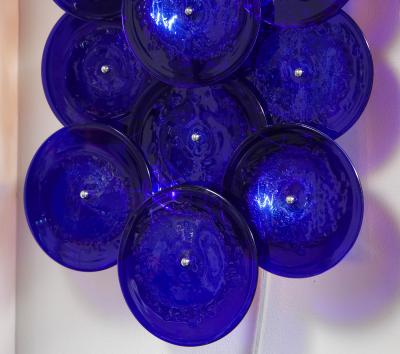  Venfield Pair of Cobalt Blue Murano Glass Disc Sconces