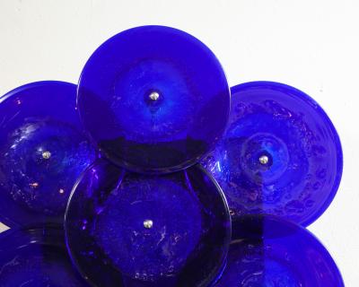  Venfield Pair of Cobalt Blue Murano Glass Disc Sconces