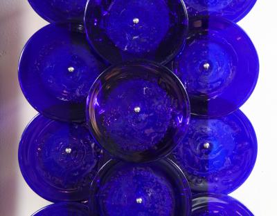  Venfield Pair of Cobalt Blue Murano Glass Disc Sconces