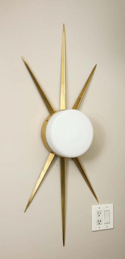  Venfield Pair of Custom Italian Opaline Star Sconces