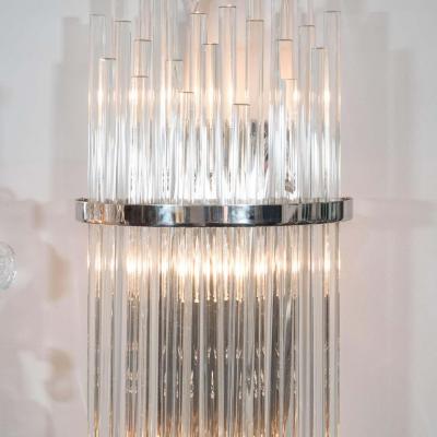  Venfield Pair of Custom Large Glass Rod Sconces with Polished Nickel Frame