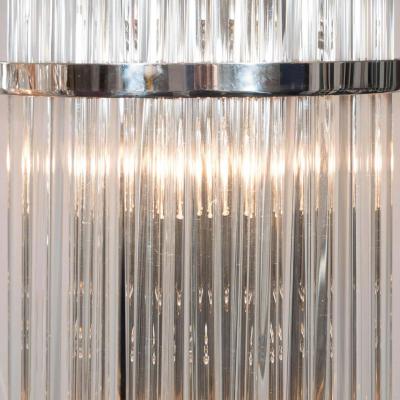  Venfield Pair of Custom Large Glass Rod Sconces with Polished Nickel Frame