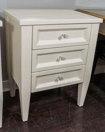  Venfield Pair of Custom Leather Wrapped Nightstands