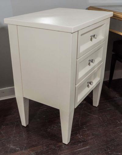  Venfield Pair of Custom Leather Wrapped Nightstands