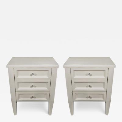  Venfield Pair of Custom Leather Wrapped Nightstands