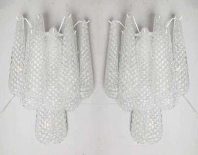  Venfield Pair of Custom Murano Honeycomb Glass Sconces