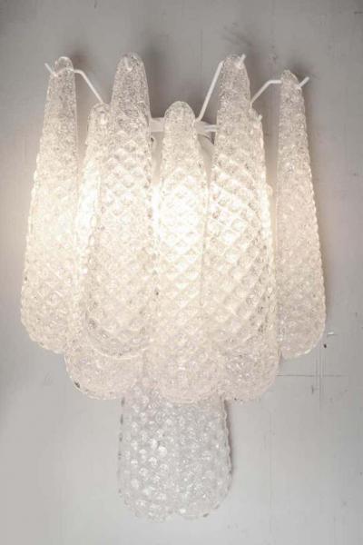  Venfield Pair of Custom Murano Honeycomb Glass Sconces