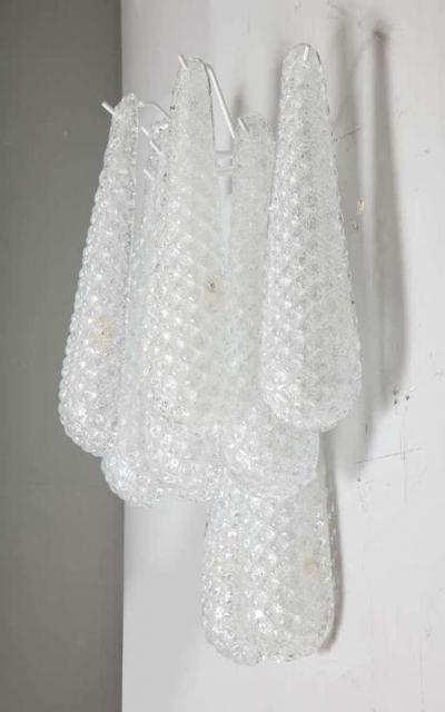  Venfield Pair of Custom Murano Honeycomb Glass Sconces