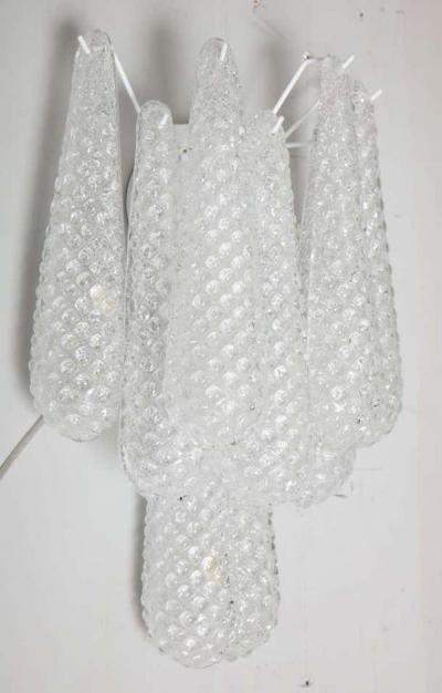  Venfield Pair of Custom Murano Honeycomb Glass Sconces