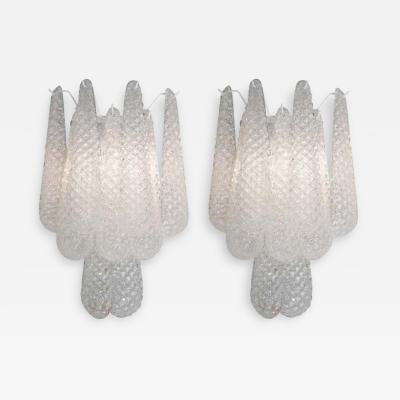  Venfield Pair of Custom Murano Honeycomb Glass Sconces