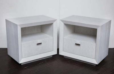  Venfield Pair of Custom Painted Cerused Wood Nightstands