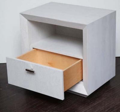  Venfield Pair of Custom Painted Cerused Wood Nightstands