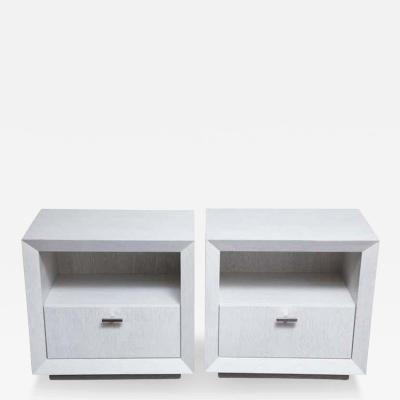  Venfield Pair of Custom Painted Cerused Wood Nightstands