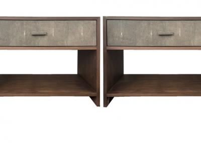  Venfield Pair of Custom Shagreen Nightstands