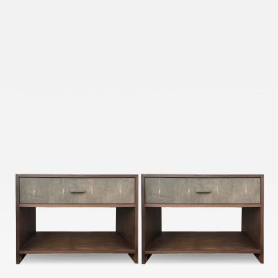  Venfield Pair of Custom Shagreen Nightstands