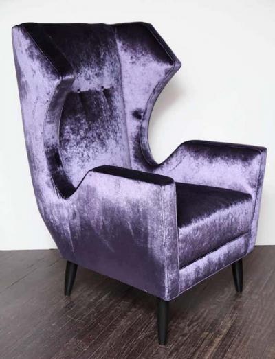  Venfield Pair of Custom Wing Chairs in the Style of Gio Ponti