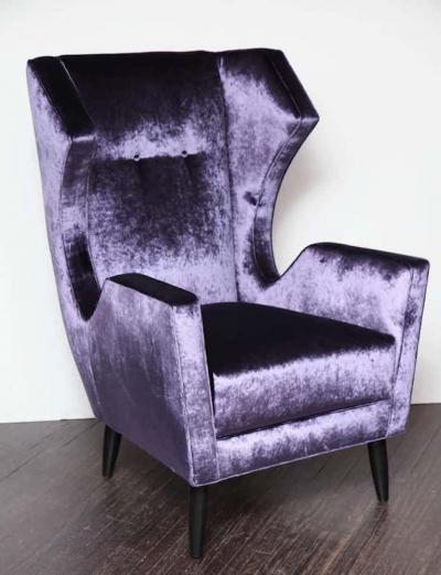  Venfield Pair of Custom Wing Chairs in the Style of Gio Ponti