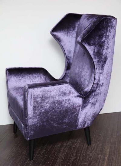  Venfield Pair of Custom Wing Chairs in the Style of Gio Ponti