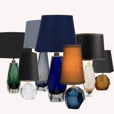  Venfield Petite Pair of Green Faceted Murano Glass Table Lamps