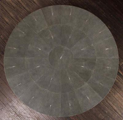  Venfield Round Black Genuine Shagreen Table with Parchment Base
